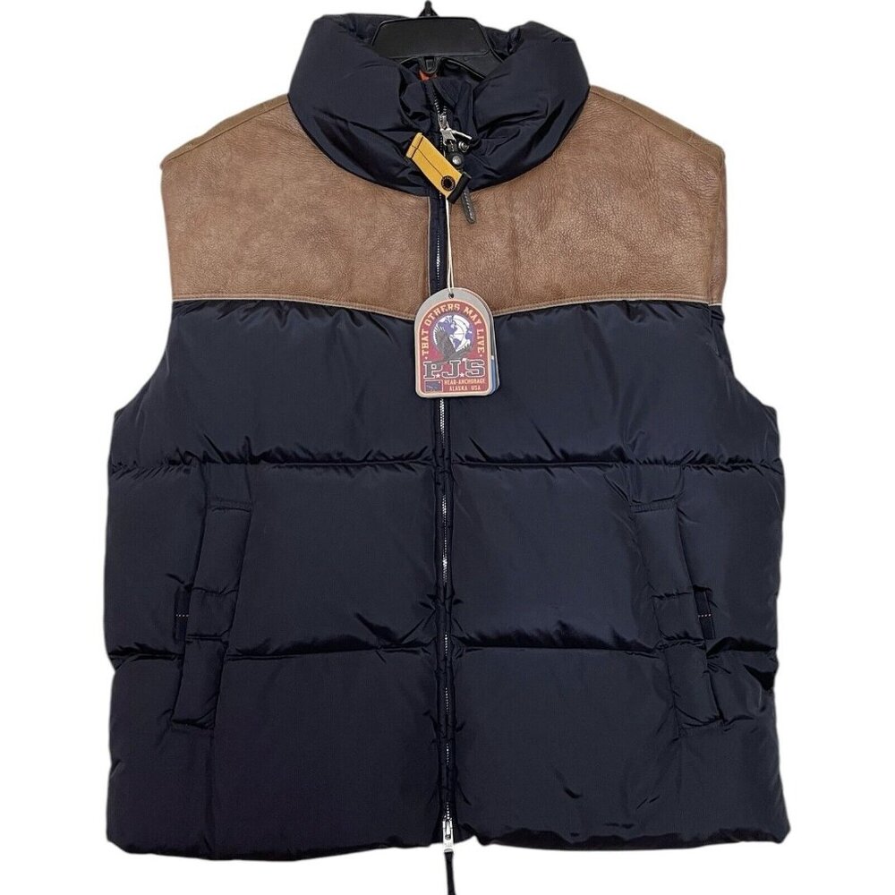 Parajumpers Vest Womens Size Large L Black Down Puffer Leather Western $995